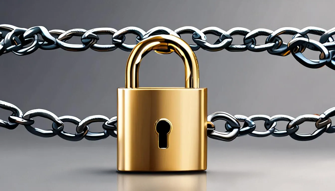 A locked chain beside an open chain link, representing paid versus free link options on Instagram