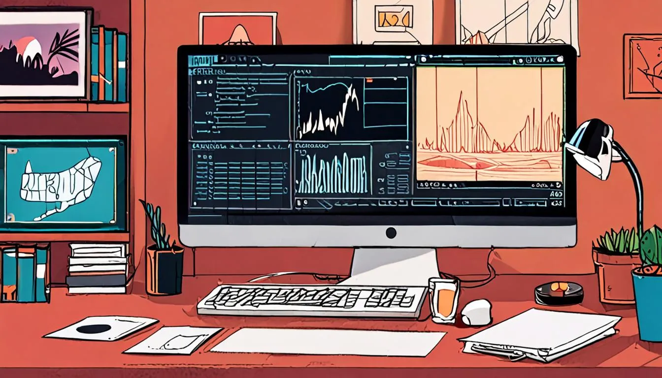 Solo creator at a laptop building a vertical video storyboard for an episodic series