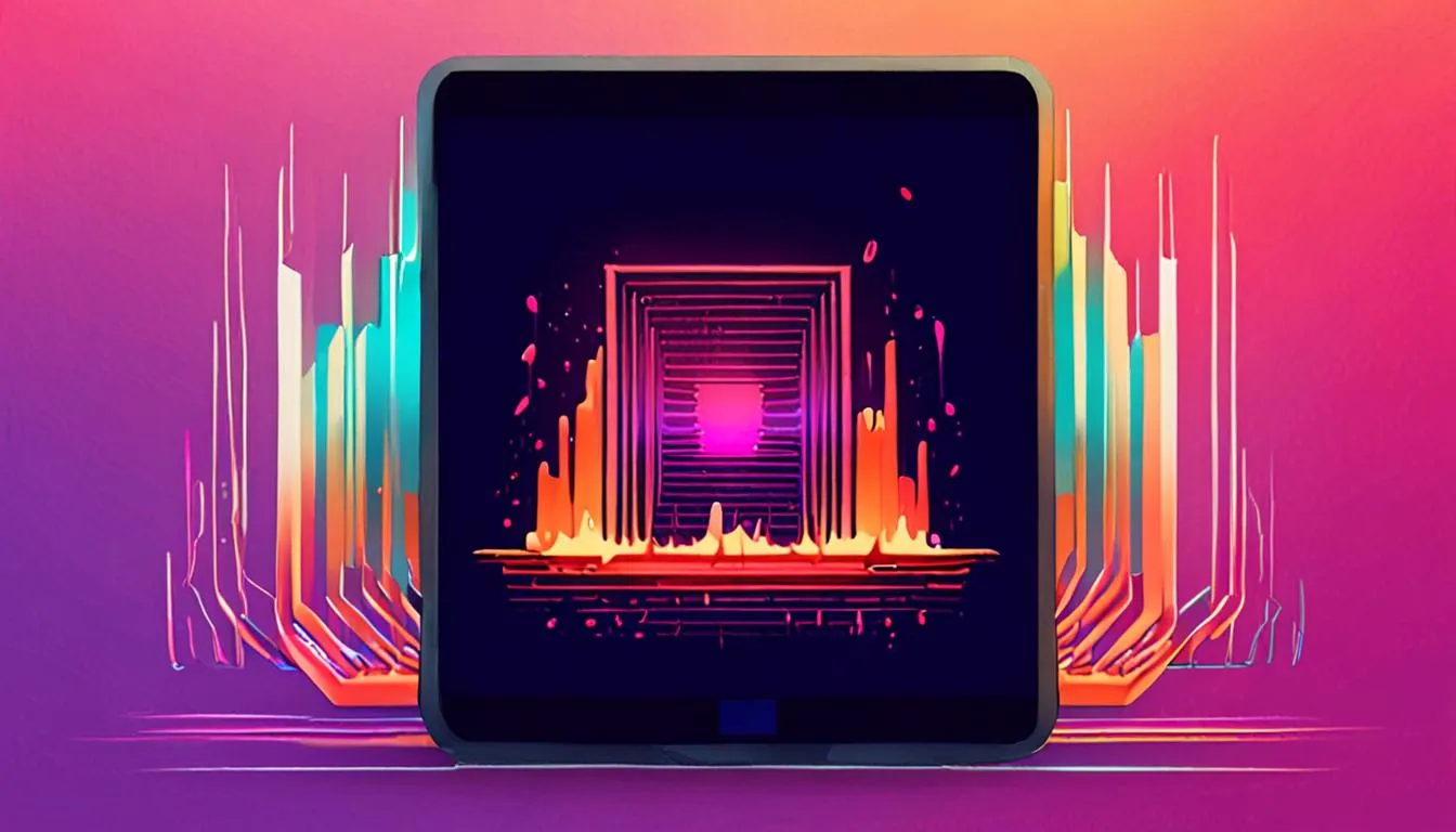 Abstract illustration of a soundwave flowing into a vertical video frame